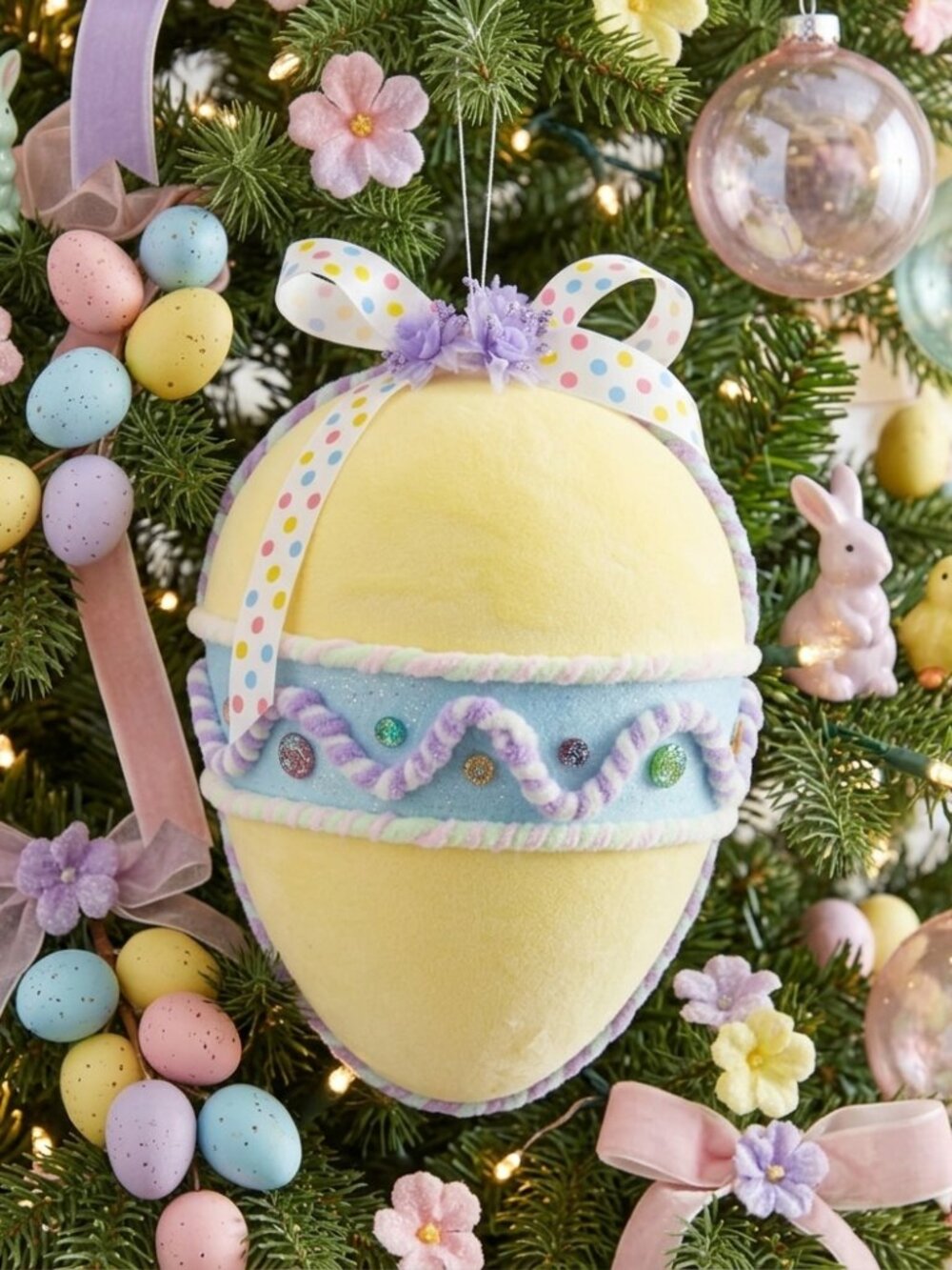 Large 11" Pastel Yellow Easter Egg Christmas Ornament Whimsical Candy Tree Decor